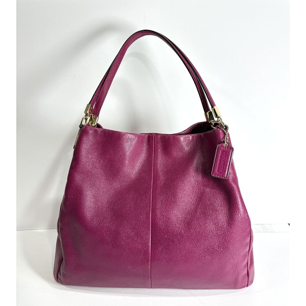 Coach Madison Phoebe Hot Pink Fuchsia Pebbled Leather Purse Bag